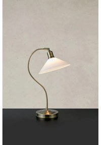 Fehér-sárgaréz színű asztali lámpa üveg búrával (magasság 49 cm) Vela – Markslöjd