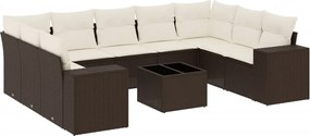 vidaXL 10 részes barna polyrattan kerti ülőgarnitúra párnákkal