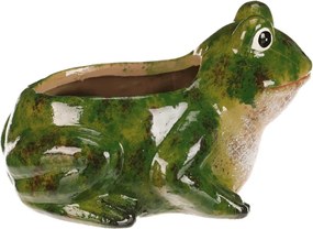 Kerámia virágtartó béka formában zöld