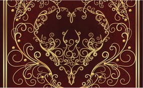 Flizelin fotótapéta Bordó dísz arany mintával 200x140 +ragasztó