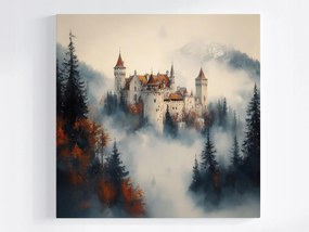 Poszter Építészet Kastély Palota Erőd Hegyek Köd 40x40