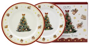 Karácsonyi fenyőfás porcelán desszertes tányér szett 2 db-os 19 cm Christmas Tree 3