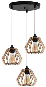 Csillár zsinóron BERGO 3xE27/60W/230V fekete