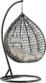 Fekete függőszék KOKON állvánnyal, világos párna