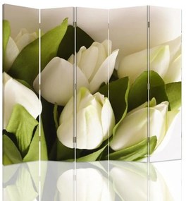 Gario Paraván Friss fehér tulipánok Méret: 180 x 170 cm, Kivitelezés: Forgó paraván 360°