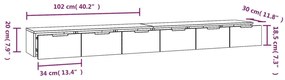 2 db betonszürke szerelt fa faliszekrény 102 x 30 x 20 cm