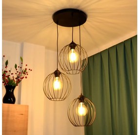 LED Csillár zsinóron MERCURE 3xE27/15W/230V ø 50 cm fekete