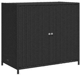 fekete polyrattan kerti tárolószekrény 83 x 45 x 76 cm