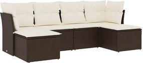 vidaXL 6 részes barna polyrattan kerti ülőgarnitúra párnával