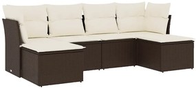 vidaXL 6 részes barna polyrattan kerti ülőgarnitúra párnával