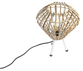 Rusztikus asztali lámpa állványon bambusz fehérrel - Canna Diamond