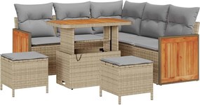 vidaXL Kerti Kanapé Szett párnával 8 pcs Beige és Világosszürke