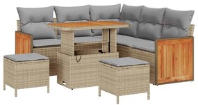 vidaXL Kerti Kanapé Szett párnával 8 pcs Beige és Világosszürke