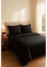 Fekete négyrészes kétszemélyes hosszabbított ágyneműhuzat lepedővel 200x220 cm Classic – Mila Home