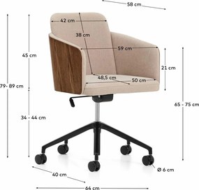 Barna kárpitozott irodai szék Madai – Kave Home