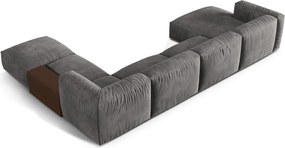 Szürke bársony moduláris sarokkanapé (jobb oldali-U alakú) Martina – Micadoni