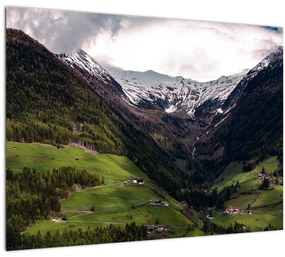 Kép - Völgy a hegyek alatt (üvegen) (70x50 cm)