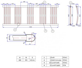 Törölközőszárító radiátor 60 x 140 cm - Nero Italia (szürke)