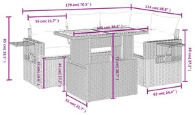 5 részes szürke polyrattan kerti ülőgarnitúra párnákkal