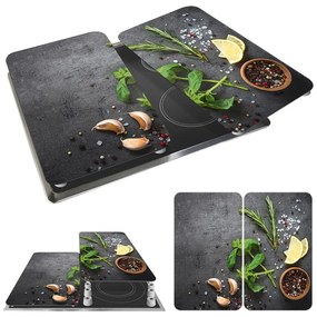 Szürke edzett üveg tűzhely fedőlap szett 2 db-os Universal Herbs – Wenko