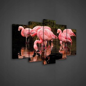 Vászonkép 100x60 Flamingó rózsaszín víz tükröződés természet nyugalom kecsesség madarak