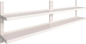 vidaXL 2 db kétszintes rozsdamentes acél fali polc 300 x 30 cm
