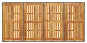 szürke polyrattan kerti asztal akácfa lappal 190 x 90 x 75 cm