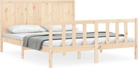vidaXL tömör fa ágykeret fejtámlával King Size