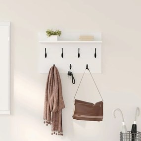 Fali Kabáthorog polcokkal Fehér 60 x 40 x 12 cm Faanyag