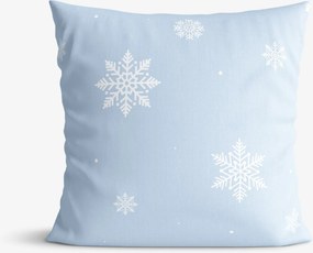 Goldea karácsonyi pamut párnahuzat - pelyhek a kék alapon 30 x 50 cm