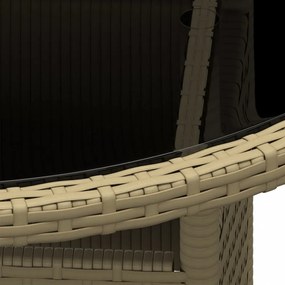 bézs polyrattan és edzett üveg kerti asztal Ø80 x 75 cm