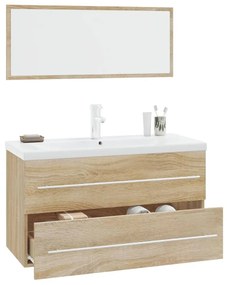 3 részes sonoma tölgy színű fürdőszobai bútorgarnitúra