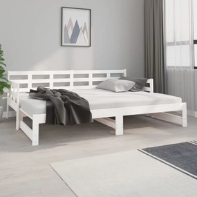 fehér tömör fenyőfa kihúzható kanapéágy 2 x (80 x 200) cm