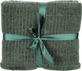 Kötött takaró kockás minta 150x120cm, tompa zöld