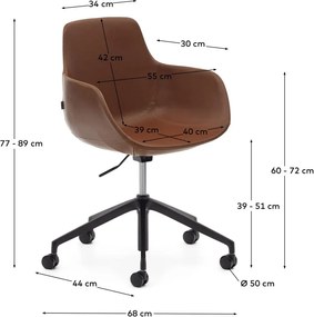 Konyakbarna bőrutánzat irodai szék Tissiana – Kave Home