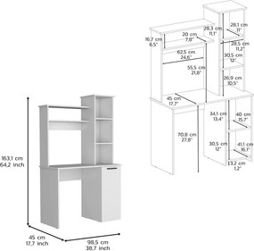 Polcos íróasztal tárolóval 98,5x45,3x162,5cm barna FUR1233-2