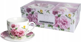 2 db 250 ml-es porcelán csésze 14 cm-es csészealjjal Livello bazsarózsa