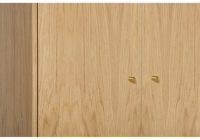 Natúr színű ruhásszekrény tölgyfa dekorral 80x190 cm Flora – Woodman