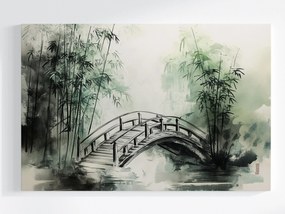 Vászonkép Canvas Grafika Japán Ázsia Park Kert Bambusz Híd 60x40