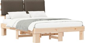 vidaXL Ágykeret Kárpitozott Fejtámlával Tópszínű 160 x 200 cm