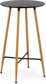 Bárasztal, kerek MDF asztallappal, Ø60 x 102 cm, fekete/tölgy