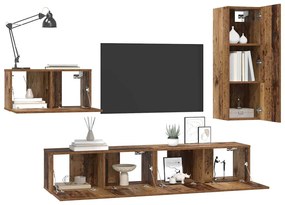 TV szekrény garnitúra 4 pcs Régi fa 30.5 x 30 x 90 cm Faanyag