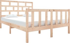 vidaXL Double tömör fenyőfa ágykeret 135 x 190 cm