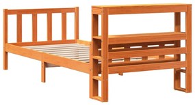viaszbarna tömör fenyőfa ágykeret fejtámlával 75 x 190 cm