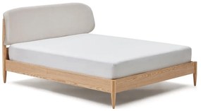 Bézs-natúr színű kőrisfa franciaágy ágyráccsal 180x200 cm Octavia – Kave Home