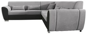 VISEU kihúzható, jobbos L alakú sarokgarnitúra tárolóval, szürke/fekete