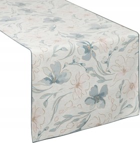 Dekoratív abrosz INES10 40x140 bézs világoskék virágmintás