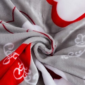 Mikroplüss ágynemű szett CHRISTMAS HEART szürke + mikroplüss lepedő SOFT 90x200 cm fehér, egyszemélyes ágyhoz
