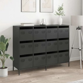 fekete hidegen hengerelt acél tálalószekrény 135x39x103,5 cm