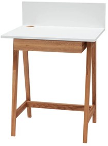 Luka Oak fehér íróasztal kőrisfa lábakkal, hossz 65 cm - Ragaba